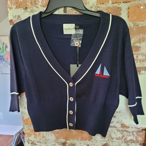 Mod Cloth Royal Monk Embroidered Cropped Cardigan